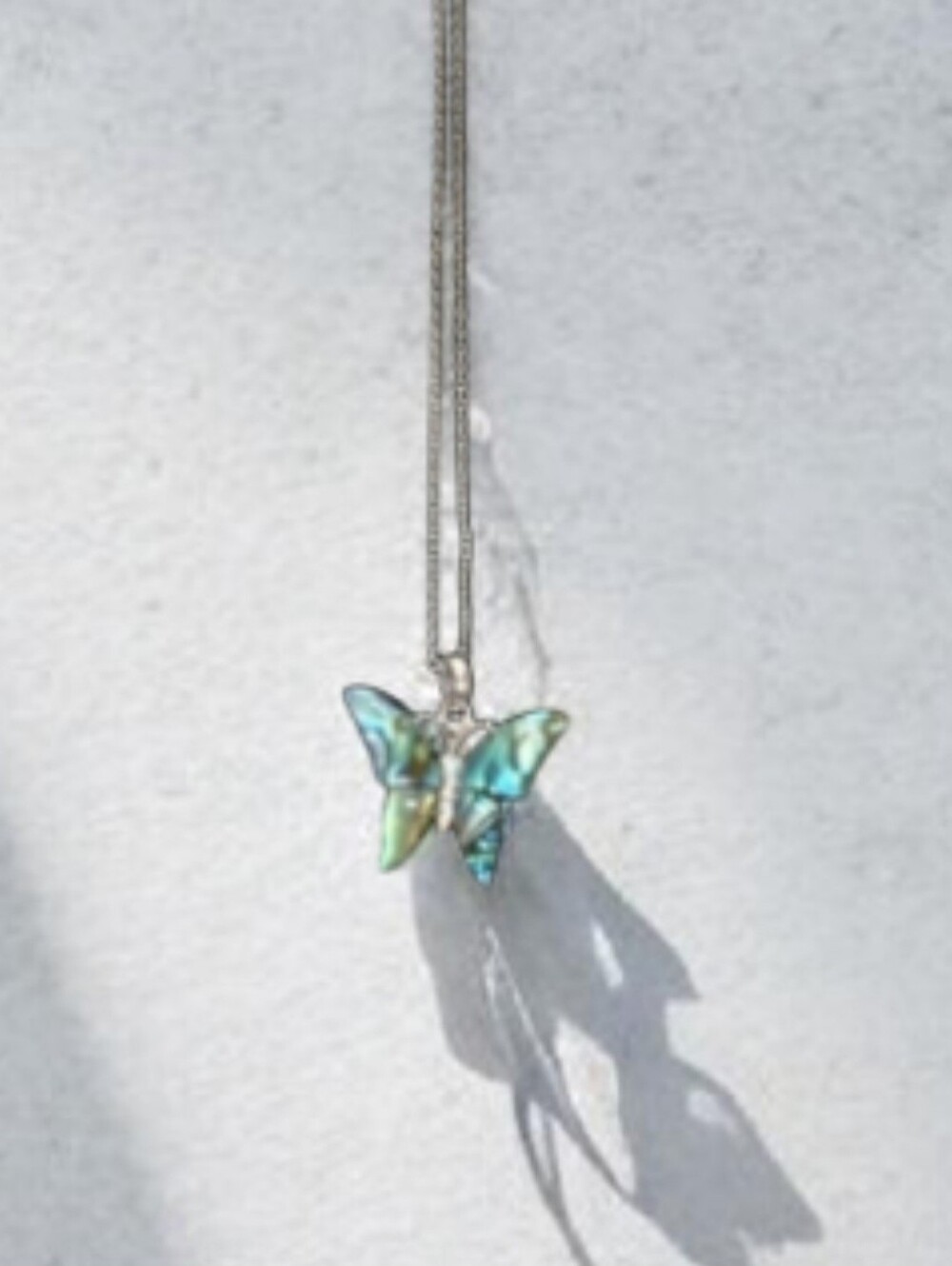 Abalone Shell Butterfly With Rhinestones | Silver Tone